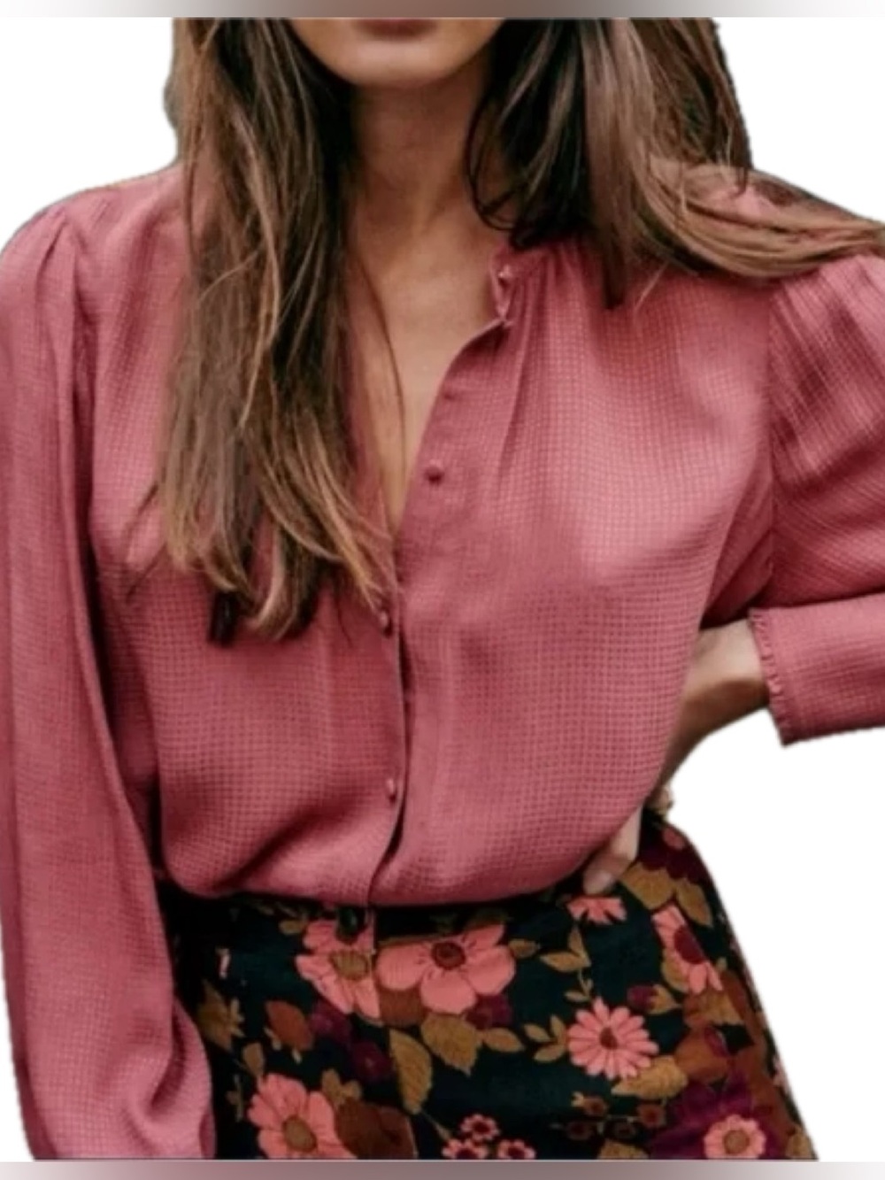 Sezane 100% Silk Lea Blouse in Blush